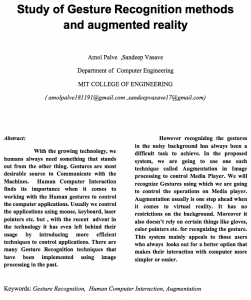 Study of Gesture Recognition methods and augmented reality
