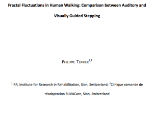 Fractal Fluctuations in Human Walking: Comparison between Auditory and Visually Guided Stepping