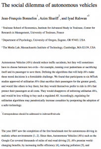 Autonomous Vehicles Need Experimental Ethics: Are We Ready for Utilitarian Cars?
